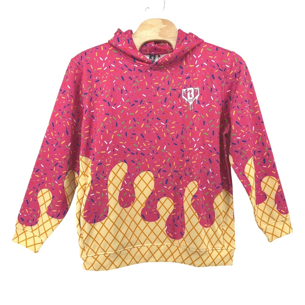 Baseball Lifestyle 101 Ice Cream Hoodie Strawberry Pink Sprinkles XL NWT Soft